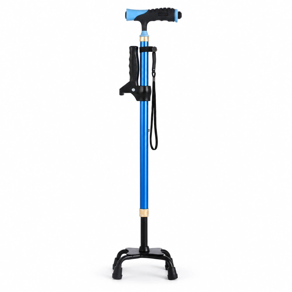 Enjoycare Quad Cane with Fold-Down Stand-Assist Handle & LED Light – EK846