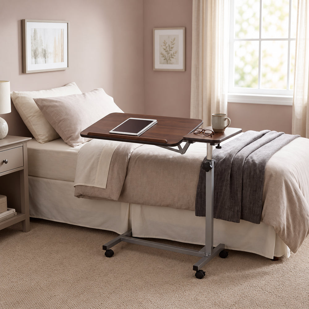Enjoycare Height Adjustable Overbed Table with Split Tilting Top – EKT202