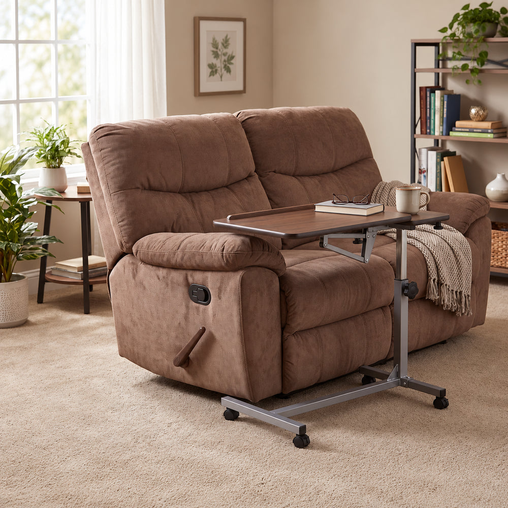 Enjoycare Height Adjustable Overbed Table with Split Tilting Top – EKT202