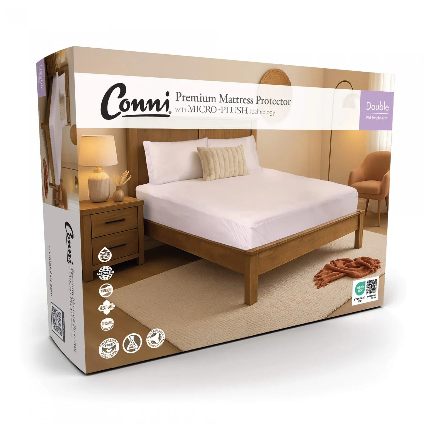 Conni Waterproof Mattress Protector - with Micro-Plush Technology