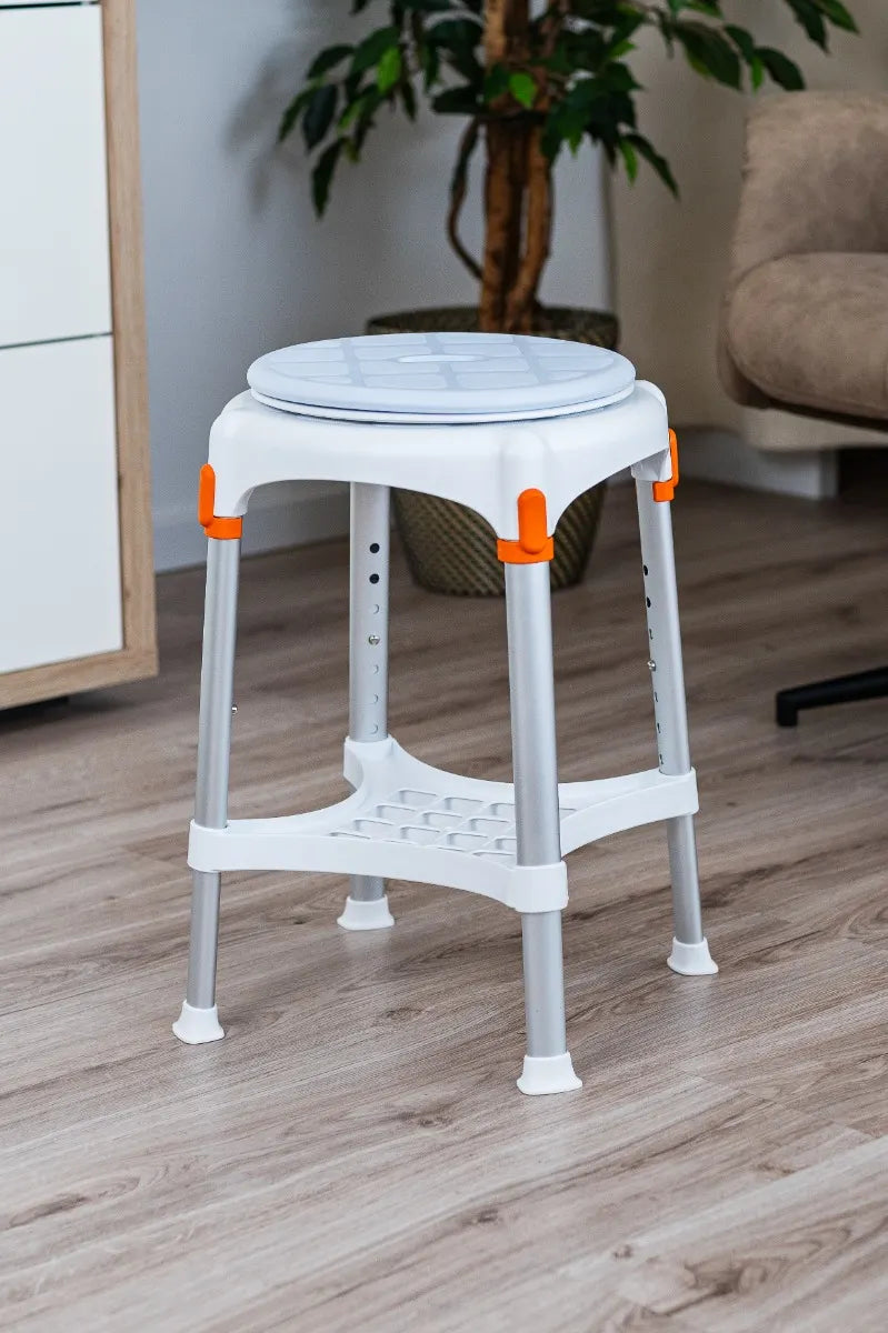 King Rotating Bathroom Stool with Tray – Adjustable Height
