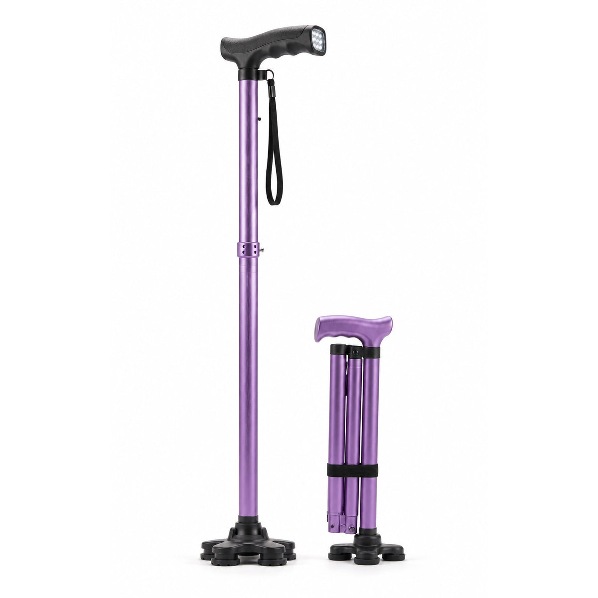 Enjoycare Folding Quad Cane with LED Light – EK818