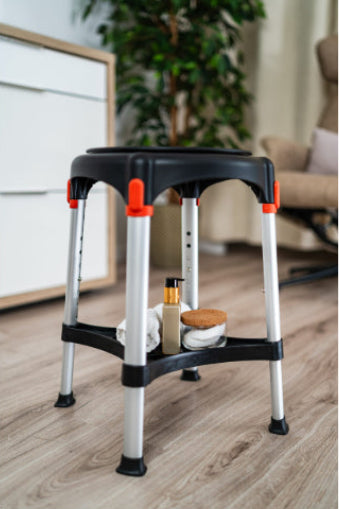 King Rotating Bathroom Stool with Tray – Adjustable Height