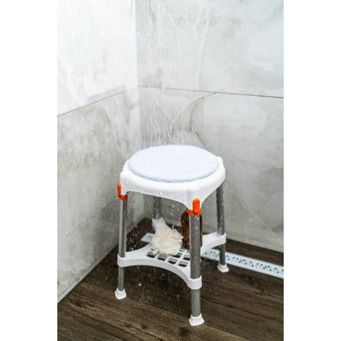 King Rotating Bathroom Stool with Tray – Adjustable Height