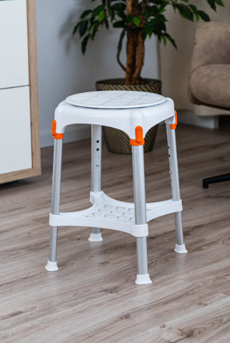 King Rotating Bathroom Stool with Tray – Adjustable Height