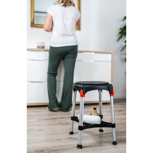 King Rotating Bathroom Stool with Tray – Adjustable Height